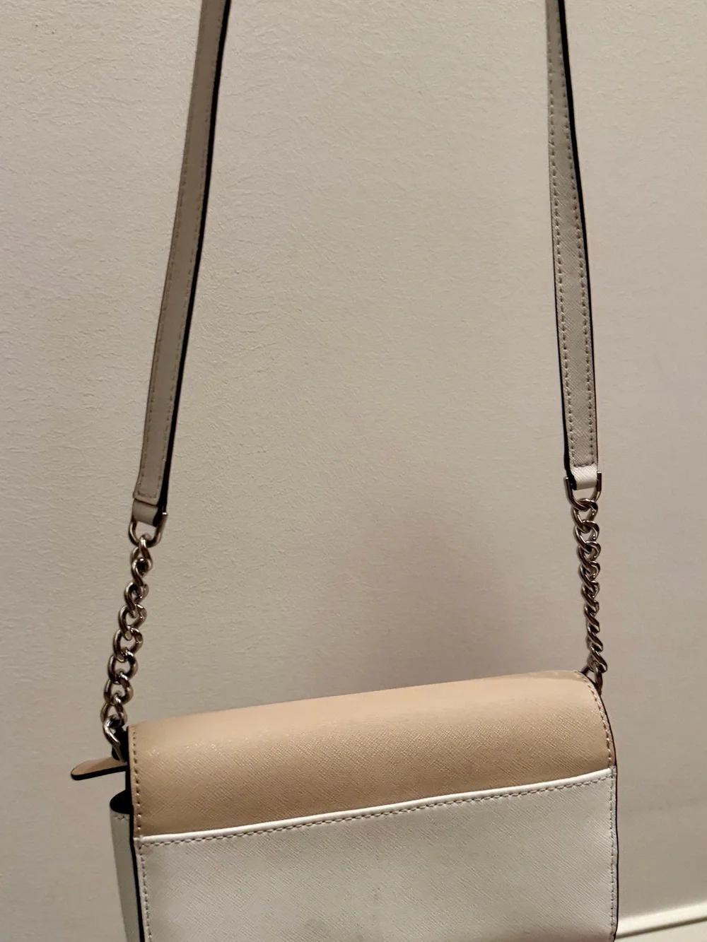 *KATE SPADE* Two-Tone Leather Chain Crossbody in Blush and Cream